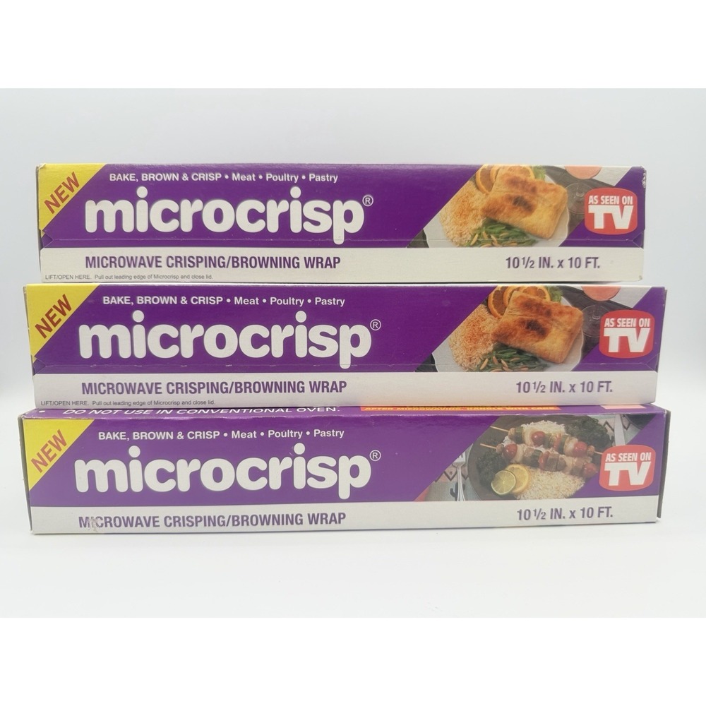 MICROCRISP Microwave Crisping Browning Wrap 10 Ft Rolls Lot Of 3 New Old Stock